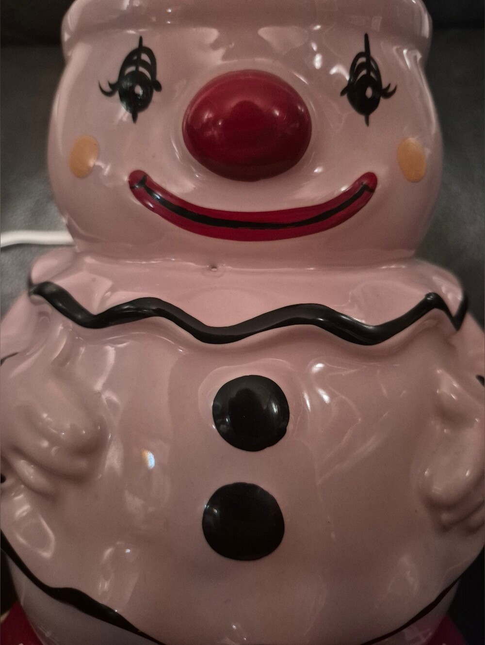Vintage Martha Ceramic Lami Canada Pink Clown Nursery Lamp Base 1970s Kitsch - Picture 5 of 13